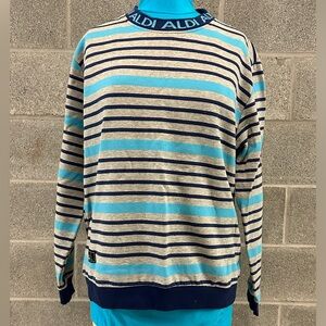 Aldi Gear sz XL Striped Blue and Gray Unisex Capsule Collection Sweatshirt